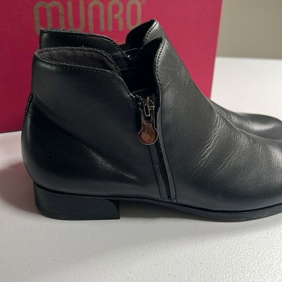 Munro Averee Black Leather Boots Bootie Shoes - Picture 2 of 6